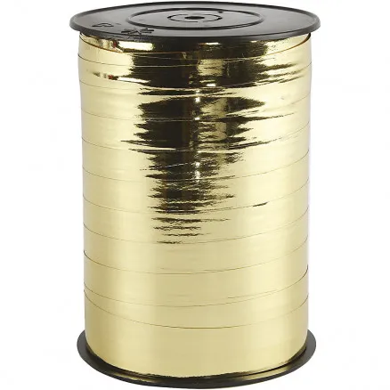 Presentband, metallguld, B: 10 mm, blank, 250 m/1 rulle.